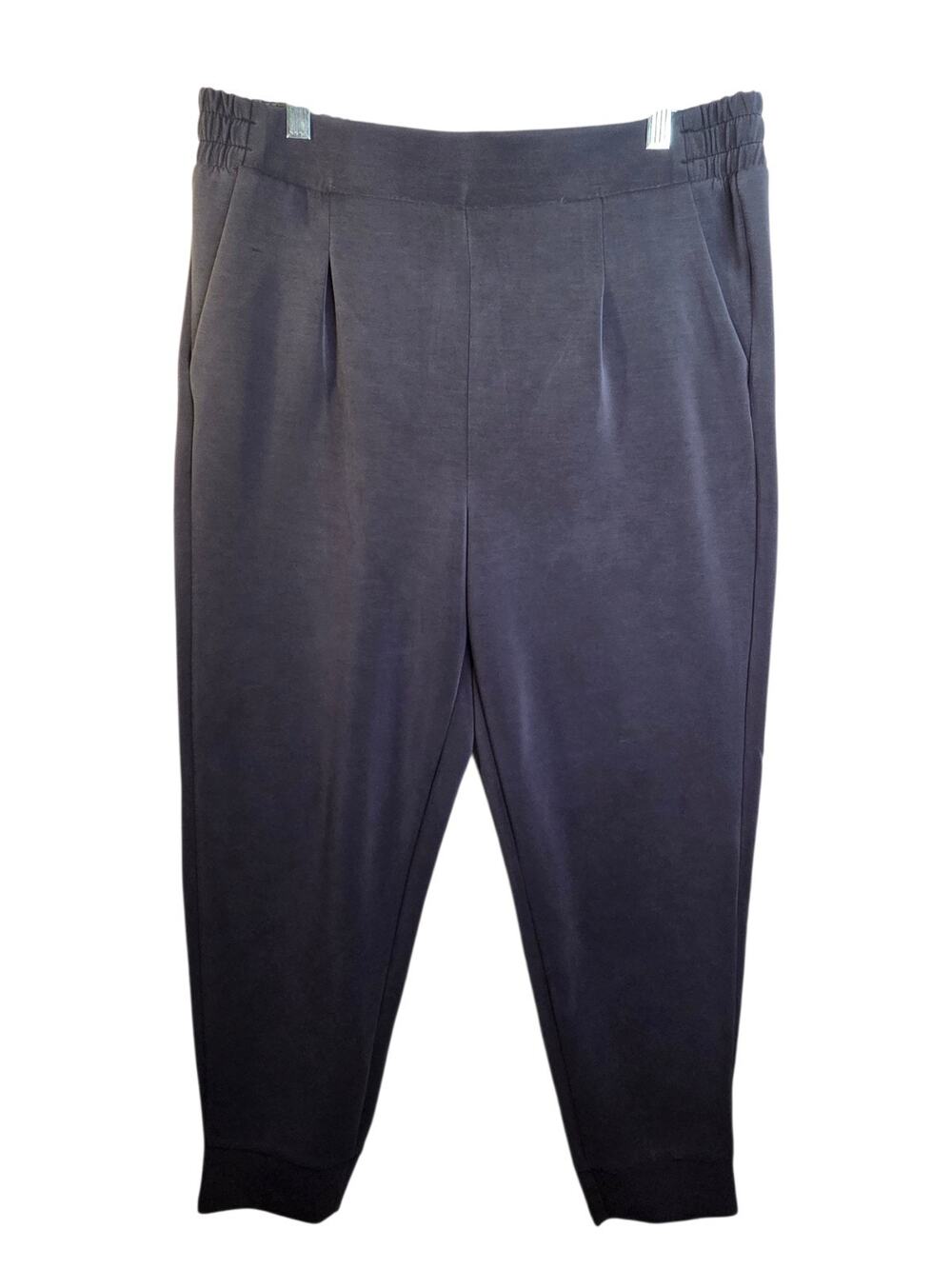 Avia Women's Scuba Knit Pleat Joggers With Pockets Size Large 12-14 Grey Comfy